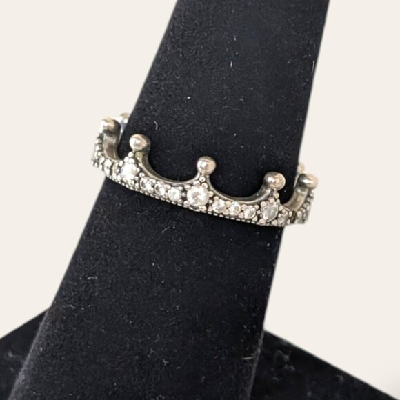 Pandora 925 Sparkling Crown Ring (sz 54/6.5) - Picture 3 of 11